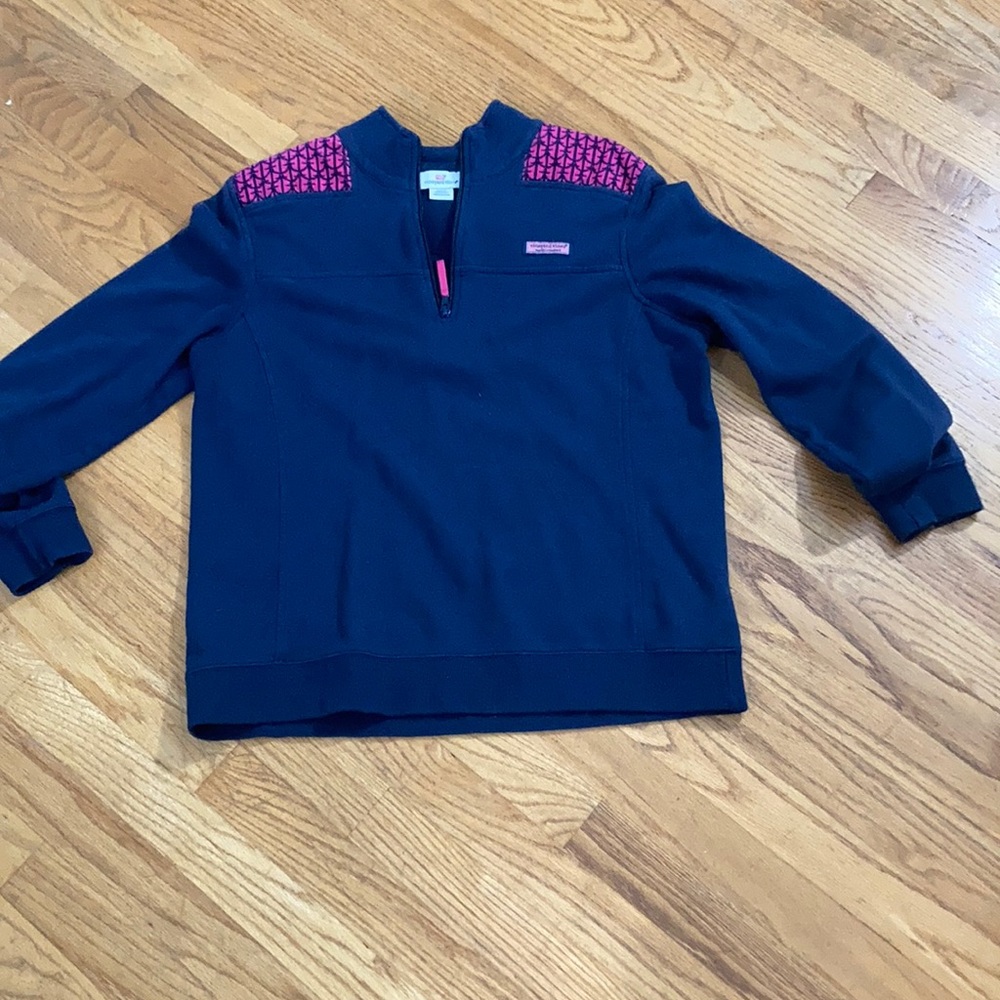 Pink and navy vineyard vines quarter zip